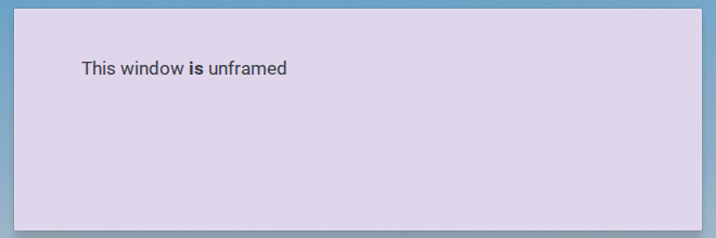 Example unframed app window